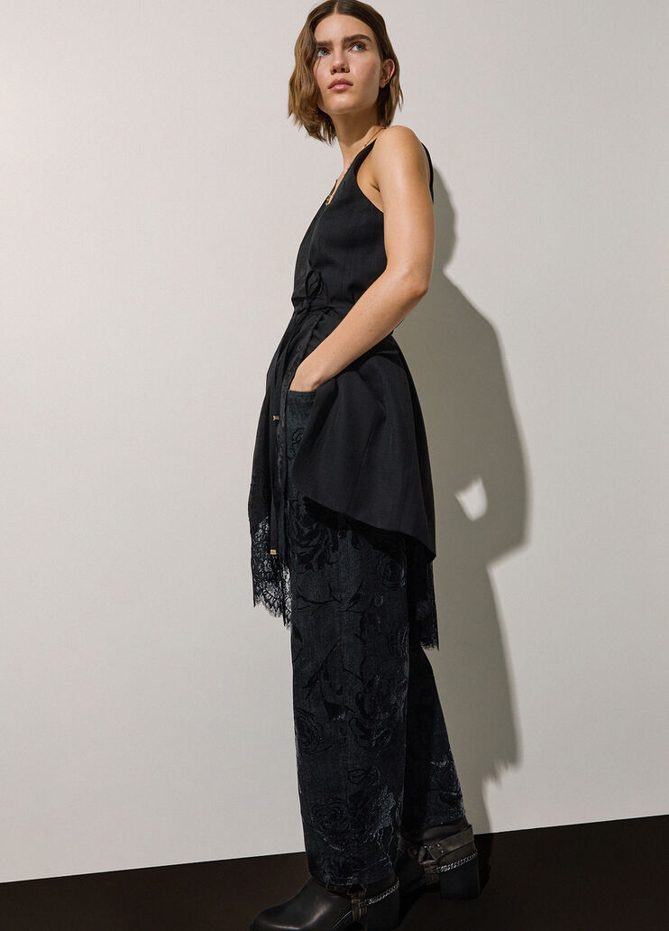 Balloon trousers with flocked print black denim Liu Jo - medium