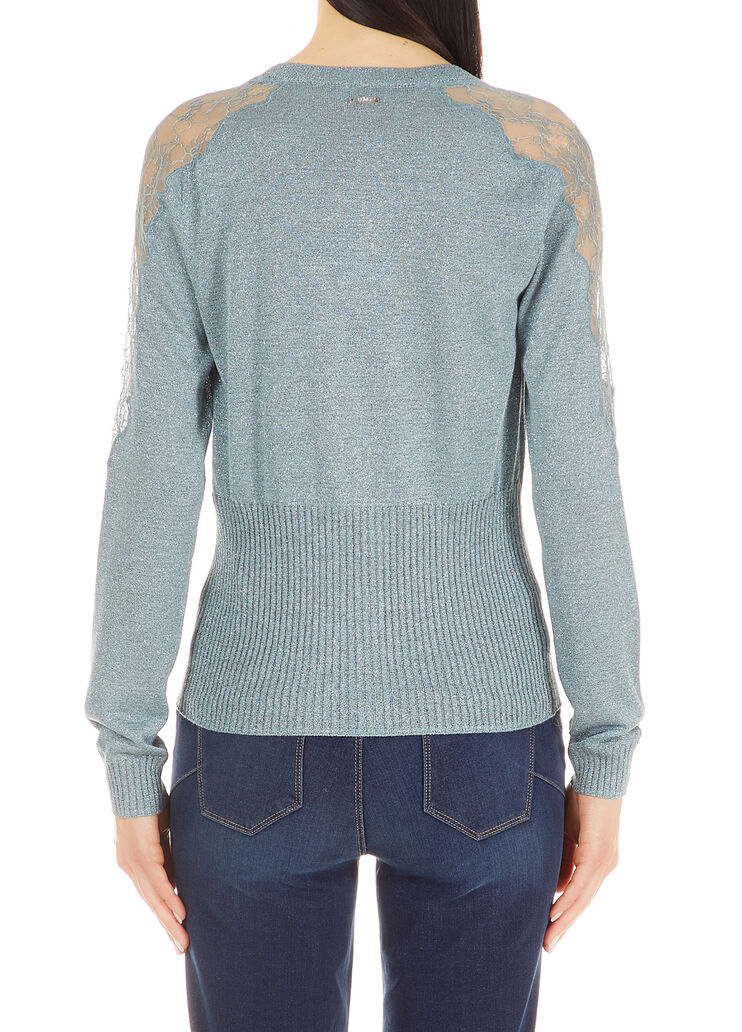 Cardigan in lurex® con pizzo Azzurro Liu Jo - large image number 1