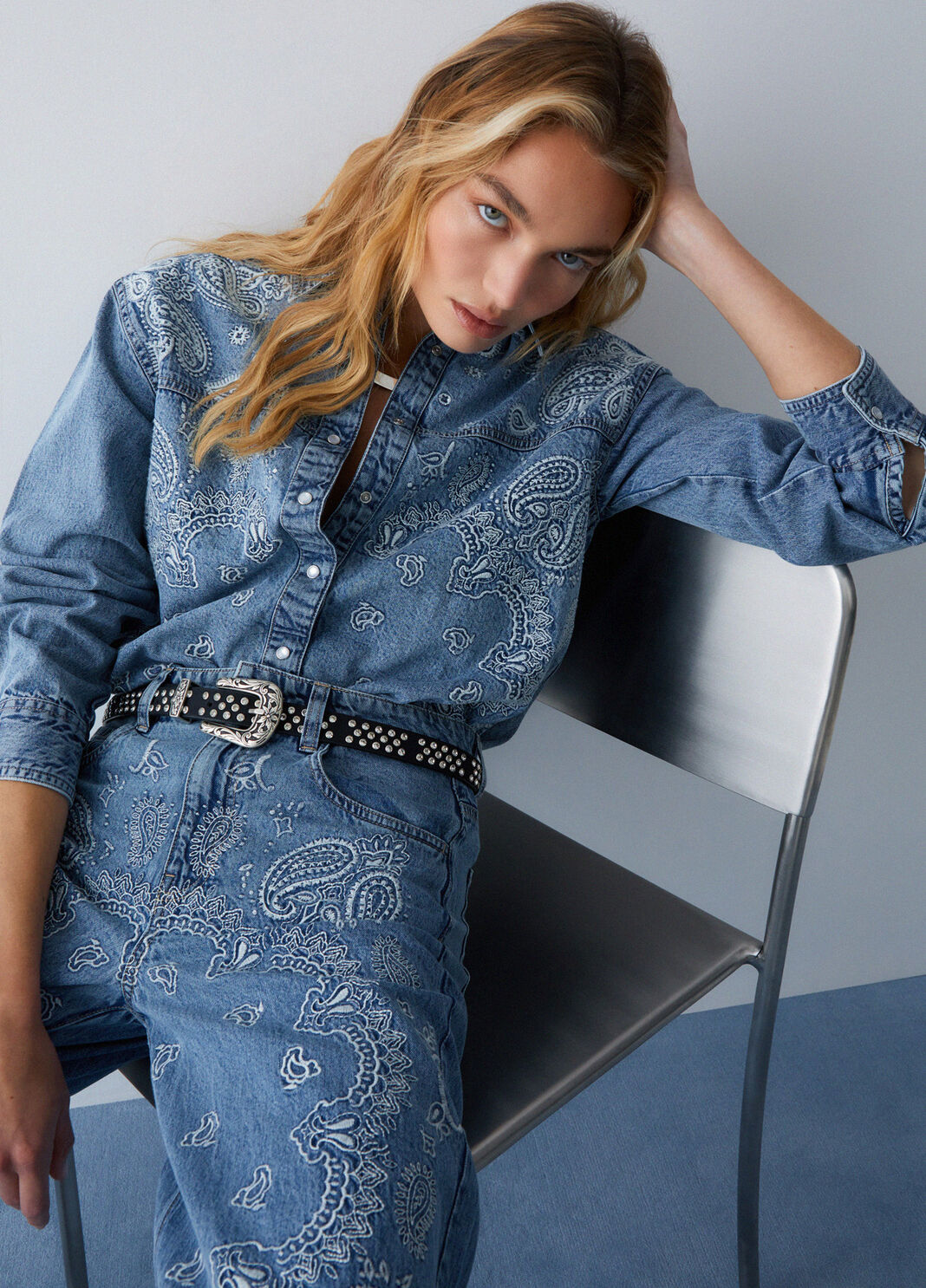 Camicia in denim con ricami denim blu Liu Jo - large image number 3