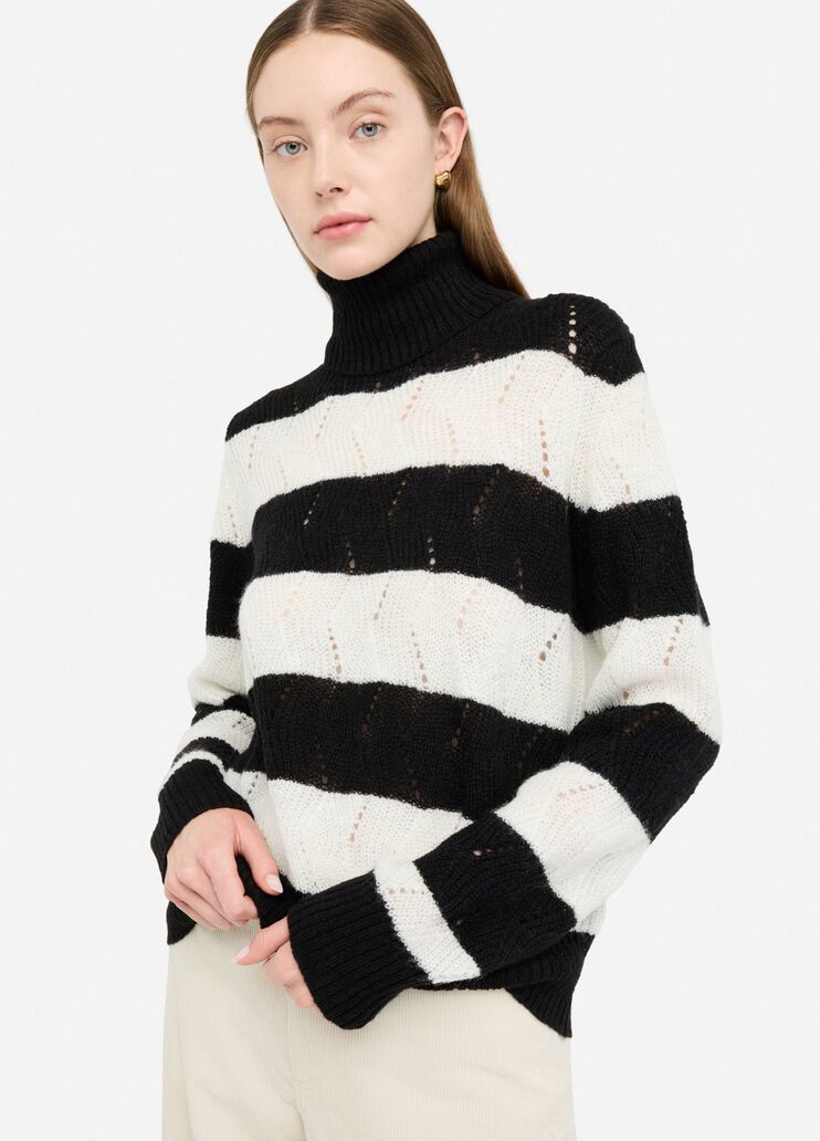 Striped wool and alpaca polo-neck black Liu Jo - medium Striped wool and alpaca polo-neck black Liu Jo - medium
