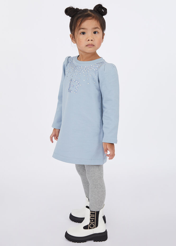 Cotton fleece dress with rhinestones light blue Liu Jo - medium Cotton fleece dress with rhinestones light blue Liu Jo - medium