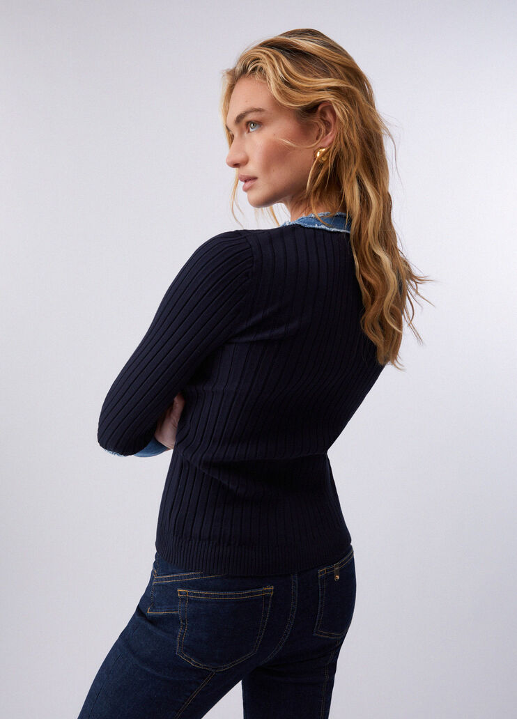 Cardigan &agrave; rayures bleu fonc&eacute; Liu Jo - medium