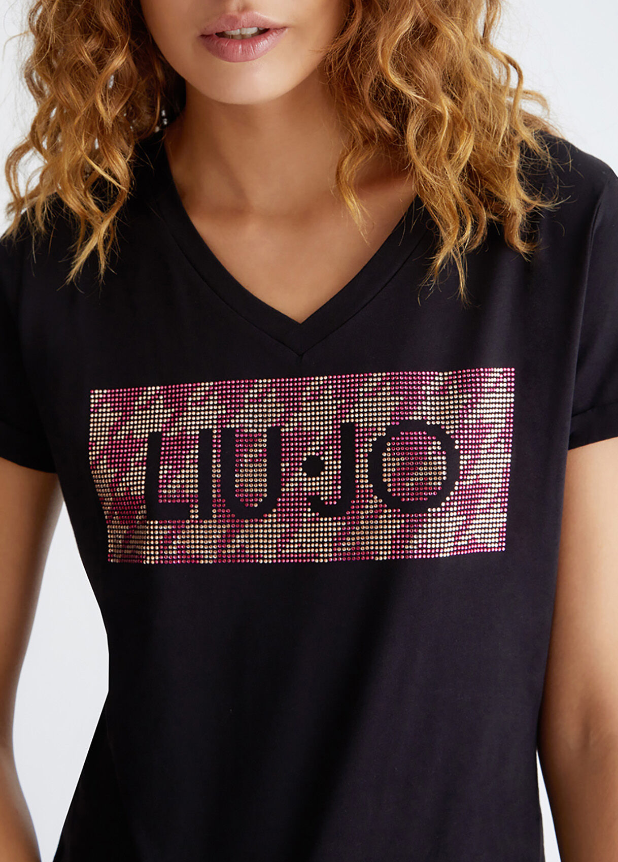 Nachhaltiges T Shirt mit Logo Farbe Schwarz Fuchsia Liu Jo