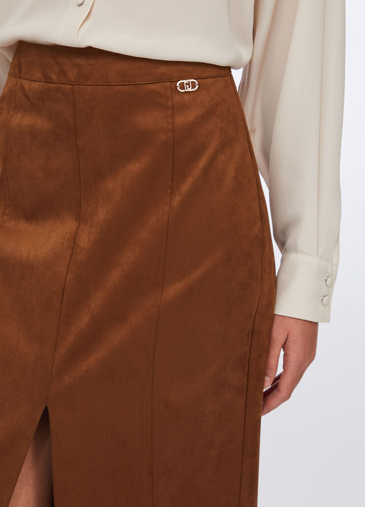 Midi skirt with slit caramel Liu Jo - large image number 2 Midi skirt with slit caramel Liu Jo - large image number 2