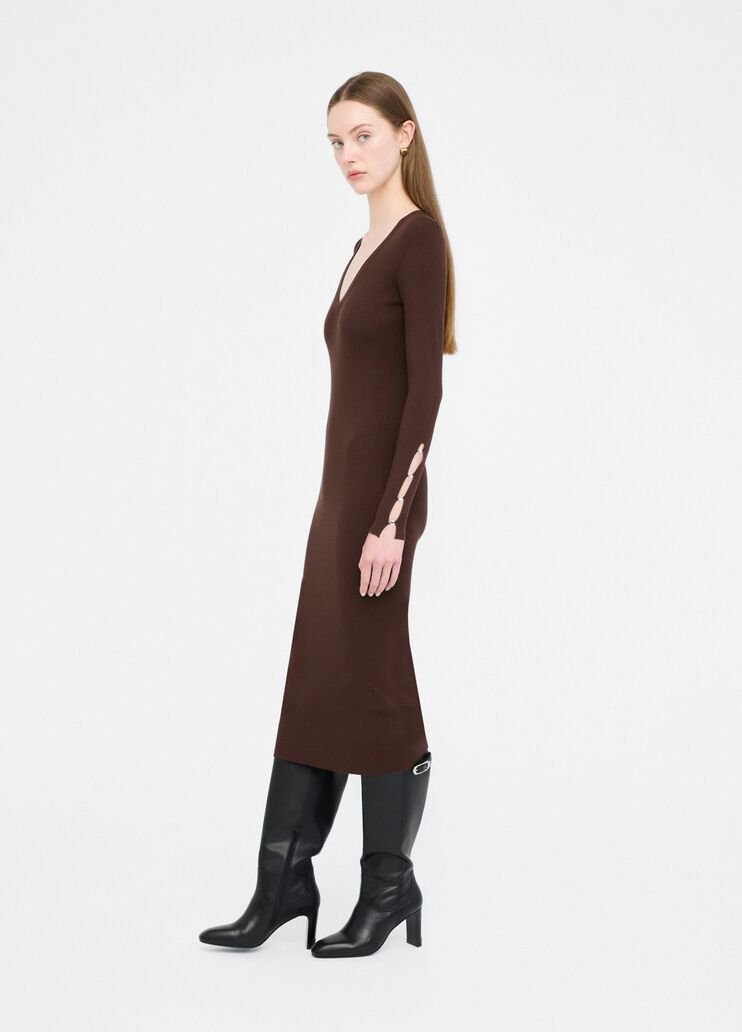 Knit dress with gemstones chocolate Liu Jo - large image number 3 Knit dress with gemstones chocolate Liu Jo - large image number 3