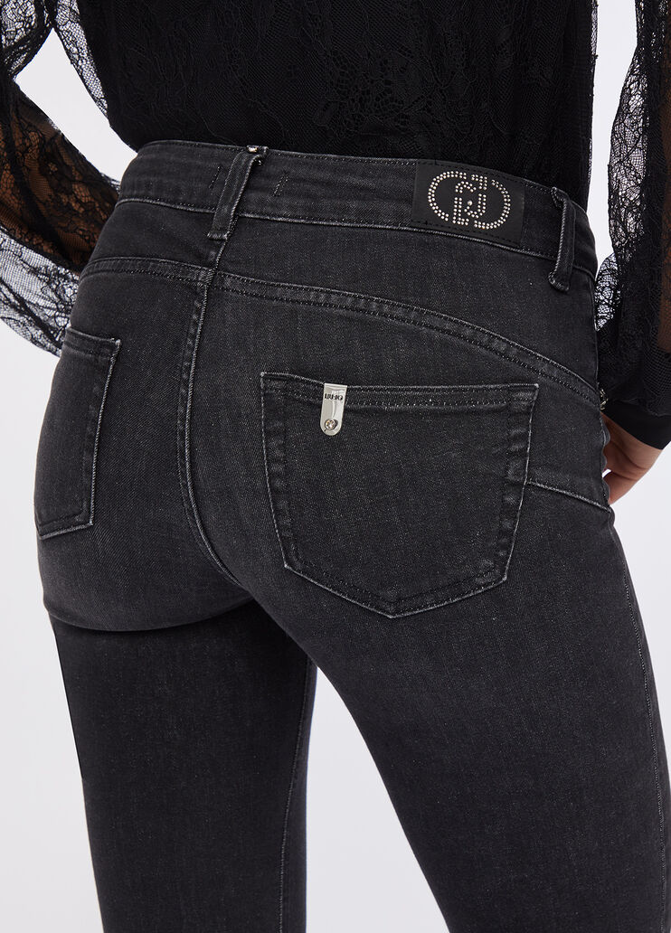 Slim jeans with gemstones black denim Liu Jo - large image number 3 Slim jeans with gemstones black denim Liu Jo - large image number 3