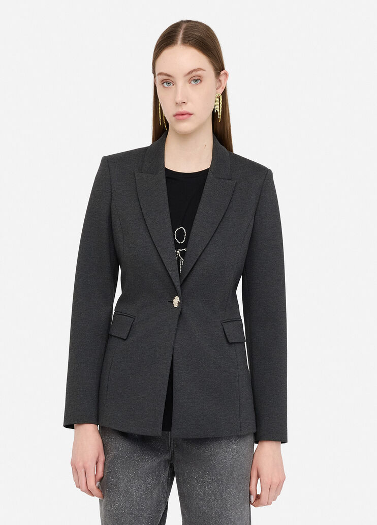 Blazer mit Schmuckbrosche Dunkles Schiefergrau Liu Jo - medium Blazer mit Schmuckbrosche Dunkles Schiefergrau Liu Jo - medium