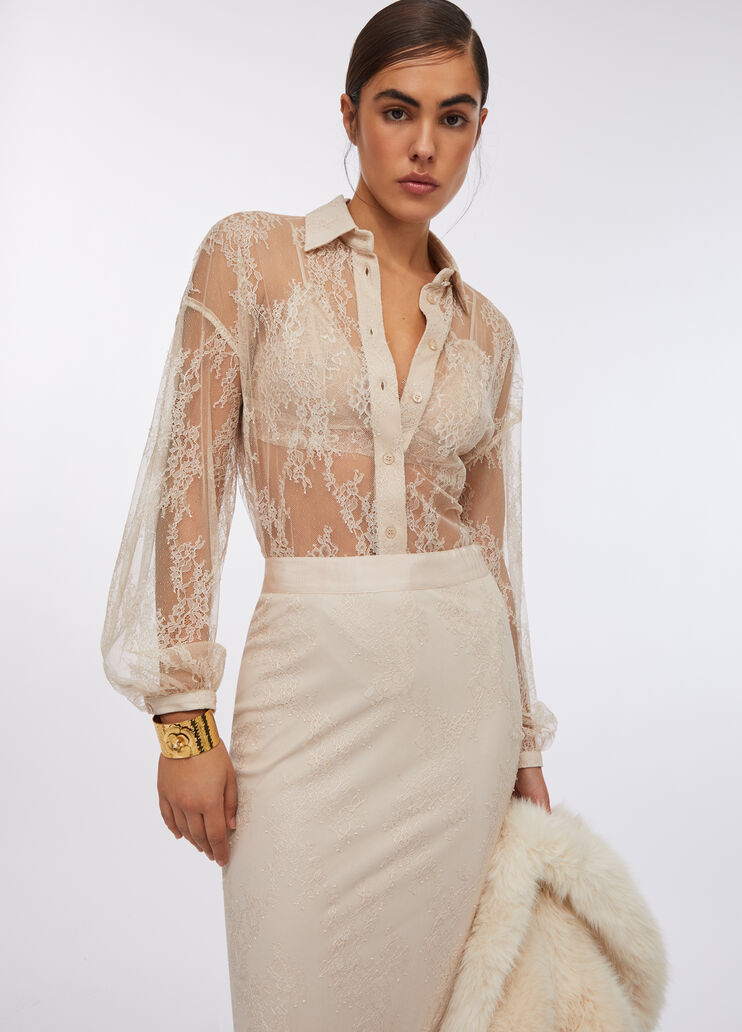 Кружевная рубашка бежевый Liu Jo - medium Кружевная рубашка бежевый Liu Jo - medium
