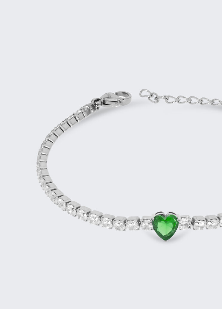 Tennis bracelet with bejewelled heart green Liu Jo - large image number 1 Tennis bracelet with bejewelled heart green Liu Jo - large image number 1