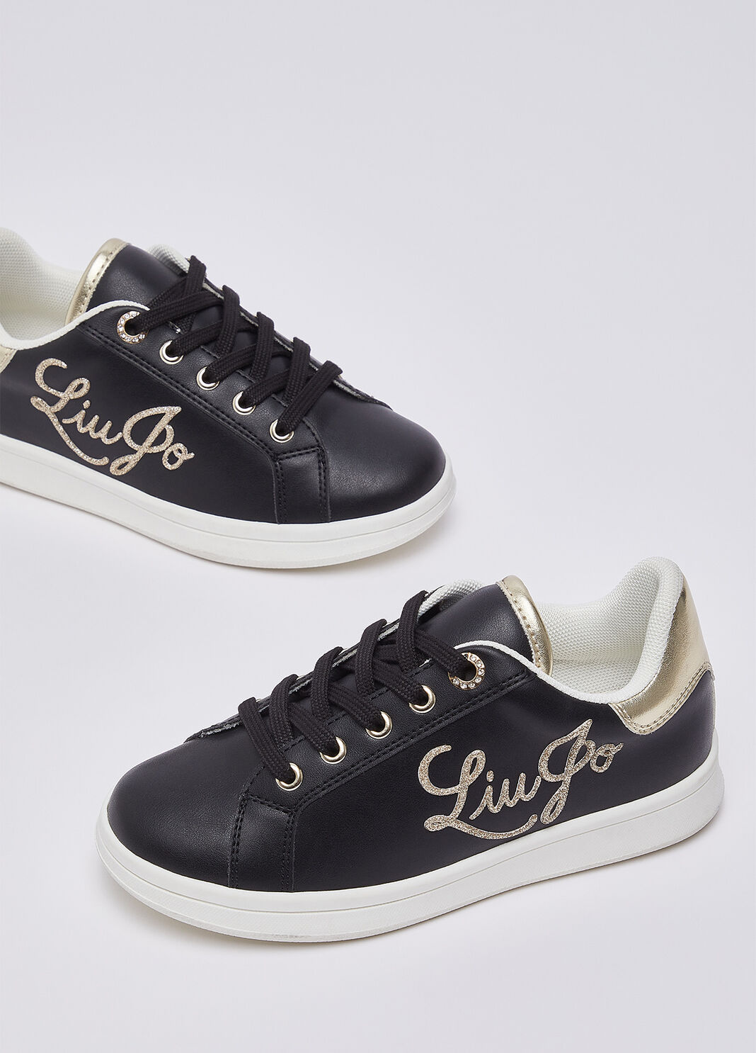 Glitter Logo Sneakers black/gold Liu Jo - large image number 6