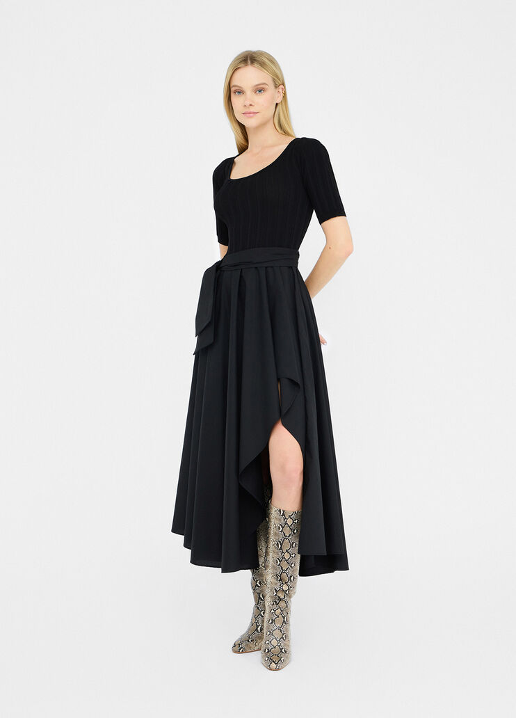 Short cotton poplin and knit dress black Liu Jo - large image number 5 Short cotton poplin and knit dress black Liu Jo - large image number 5