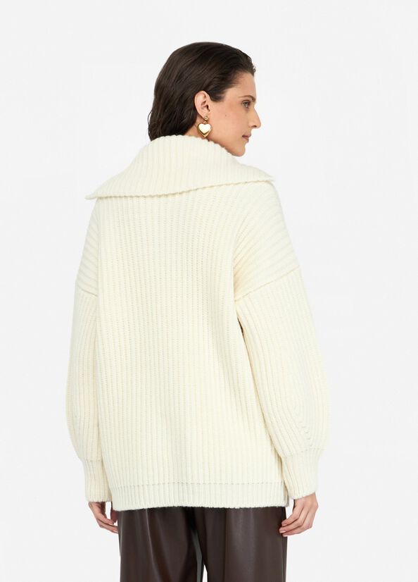Wool knit coat white Liu Jo - large image number 1