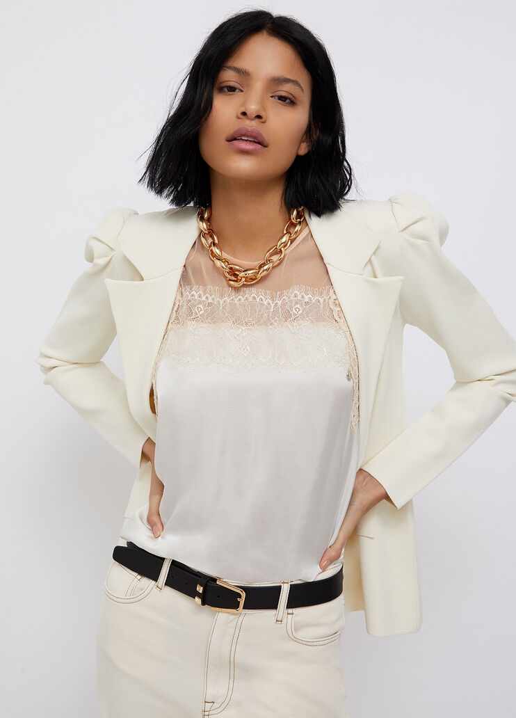 Satin top with lace white Liu Jo - large image number 0 Satin top with lace white Liu Jo - large image number 0
