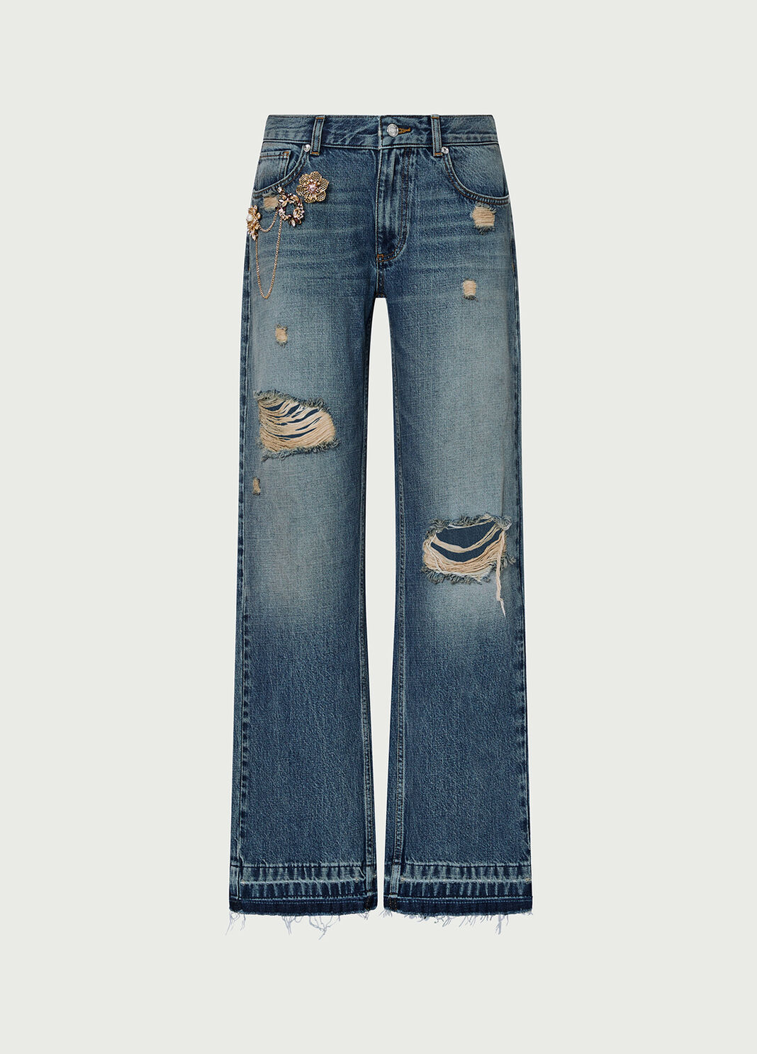 Jeans destroyed mit spille Schmuck dunkelblauer Denim Liu Jo - large image number 6
