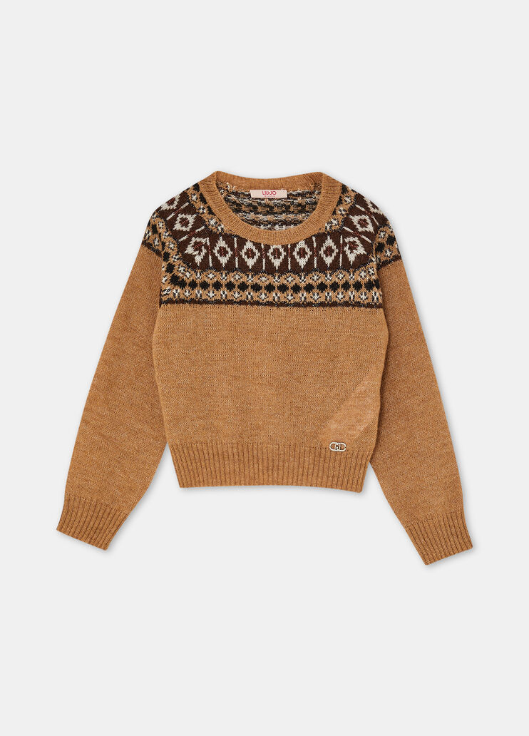 Alpaca-blend jacquard jumper beige Liu Jo - large image number 3