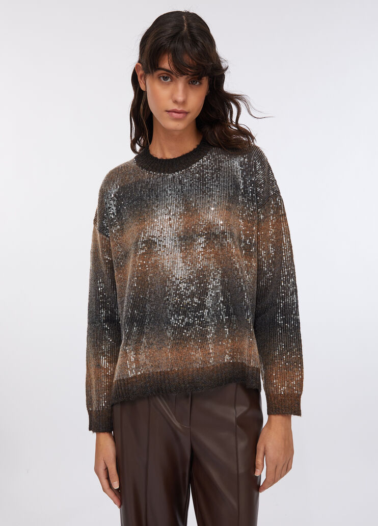 Jumper with sequins brown Liu Jo - large image number 0 Jumper with sequins brown Liu Jo - large image number 0