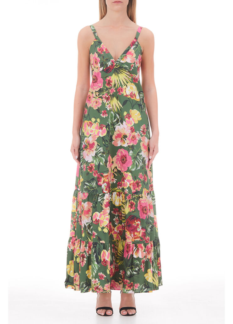Long flowery dress green with floral print Liu Jo - large image number 0 Long flowery dress green with floral print Liu Jo - large image number 0
