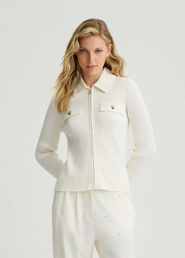 Cardigan with zip white Liu Jo - medium Cardigan with zip white Liu Jo - medium