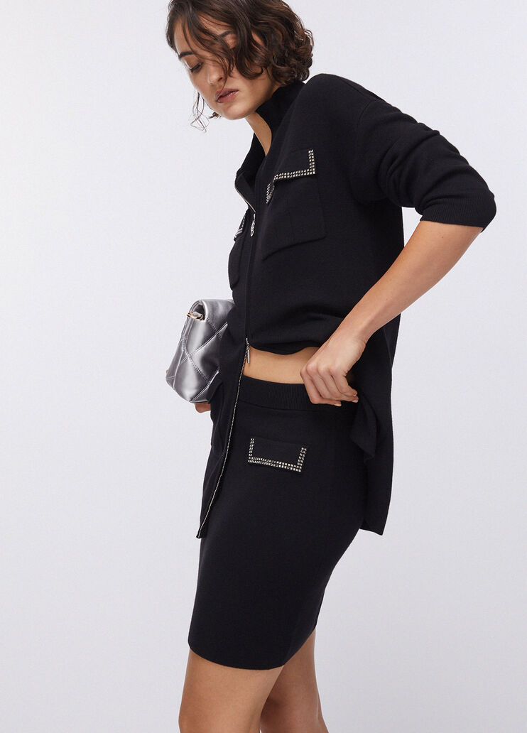 Knit miniskirt with beads black Liu Jo - medium