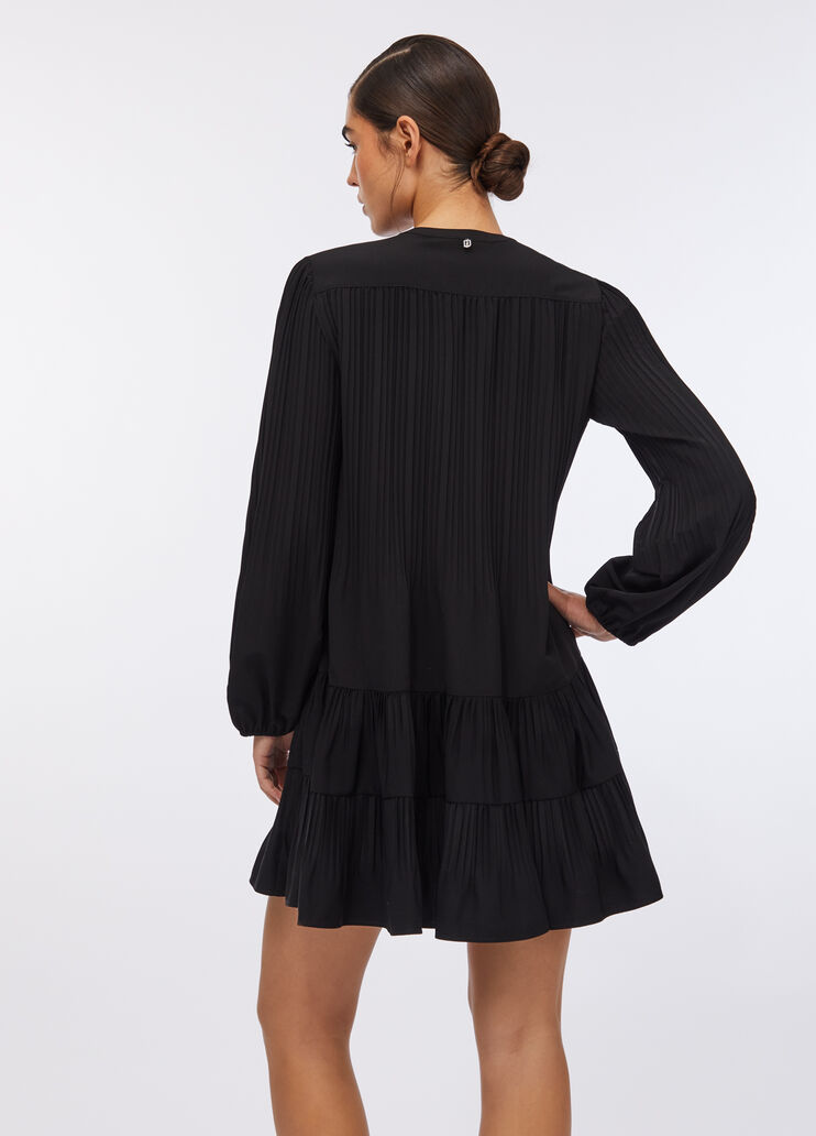 Robe courte en crêpe de chine noir Liu Jo - large image number 1