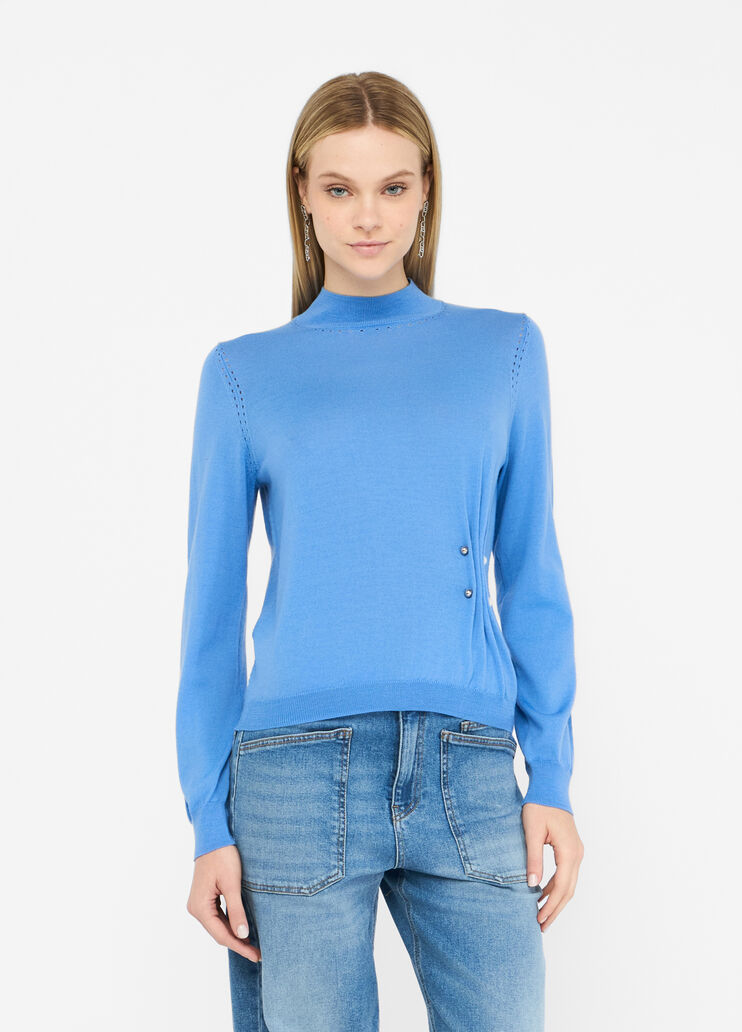 Шерстяной джемпер с жемчужинами голубой Liu Jo - medium