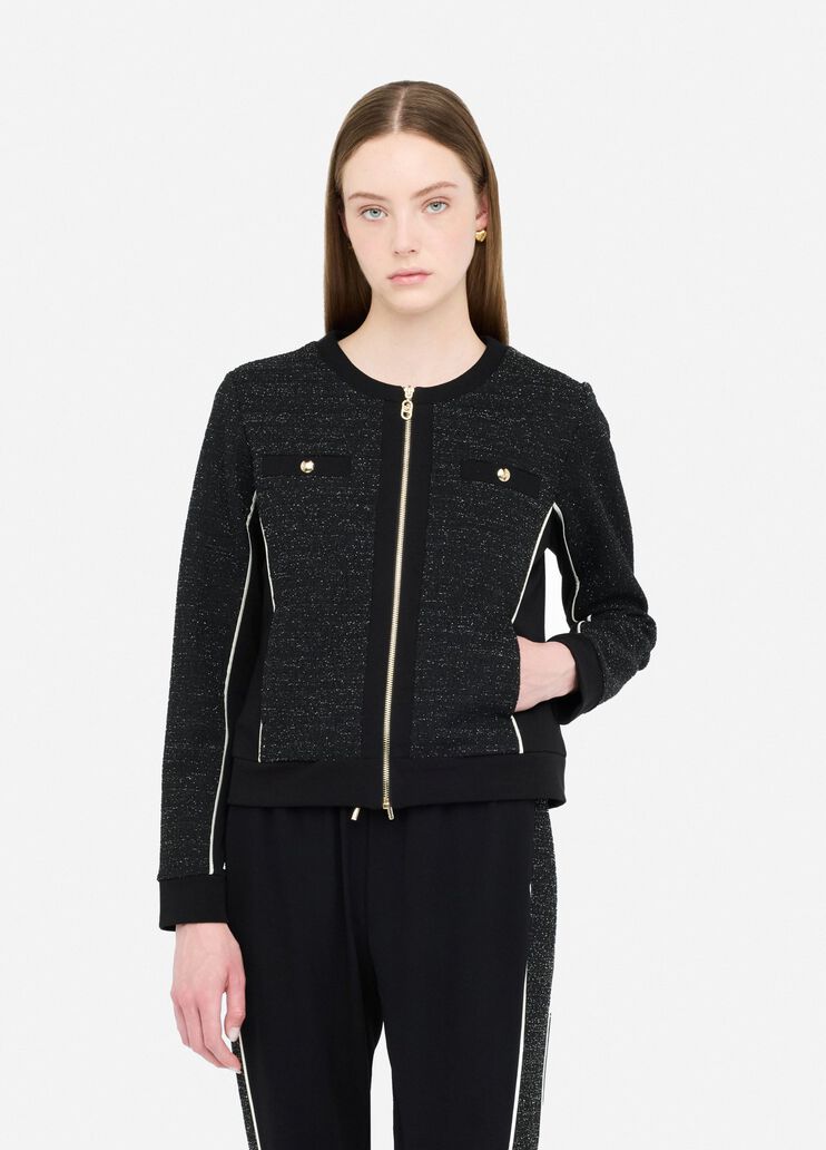 Fleece and bouclé jacket black Liu Jo - large image number 0 Fleece and bouclé jacket black Liu Jo - large image number 0