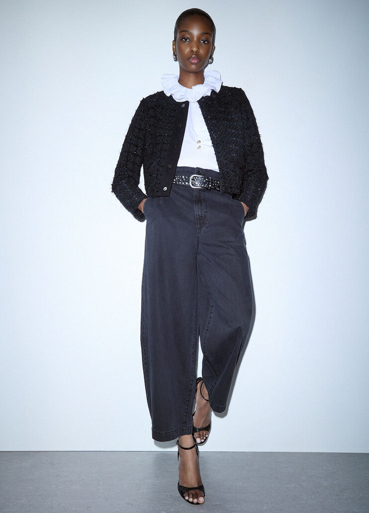 Balloon trousers with embroidered belt black denim Liu Jo - medium