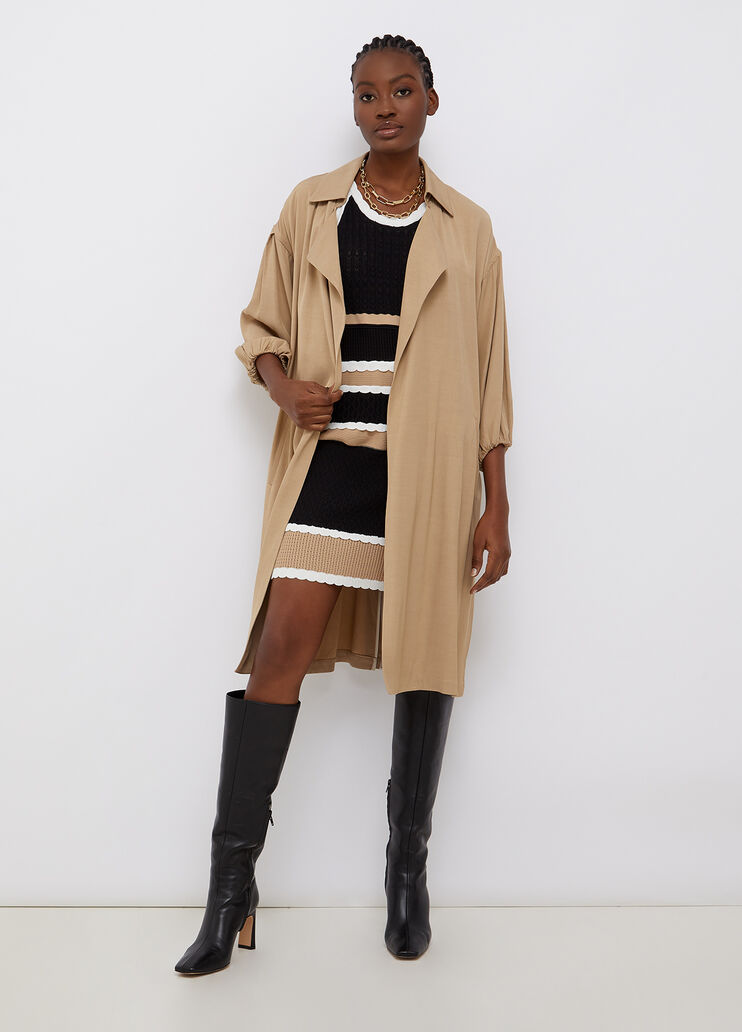 Trench con maniche arricciate grigio chiaro Liu Jo - large image number 3 Trench con maniche arricciate grigio chiaro Liu Jo - large image number 3