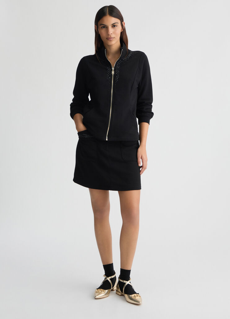 Fleece miniskirt with rhinestones black Liu Jo - medium Fleece miniskirt with rhinestones black Liu Jo - medium