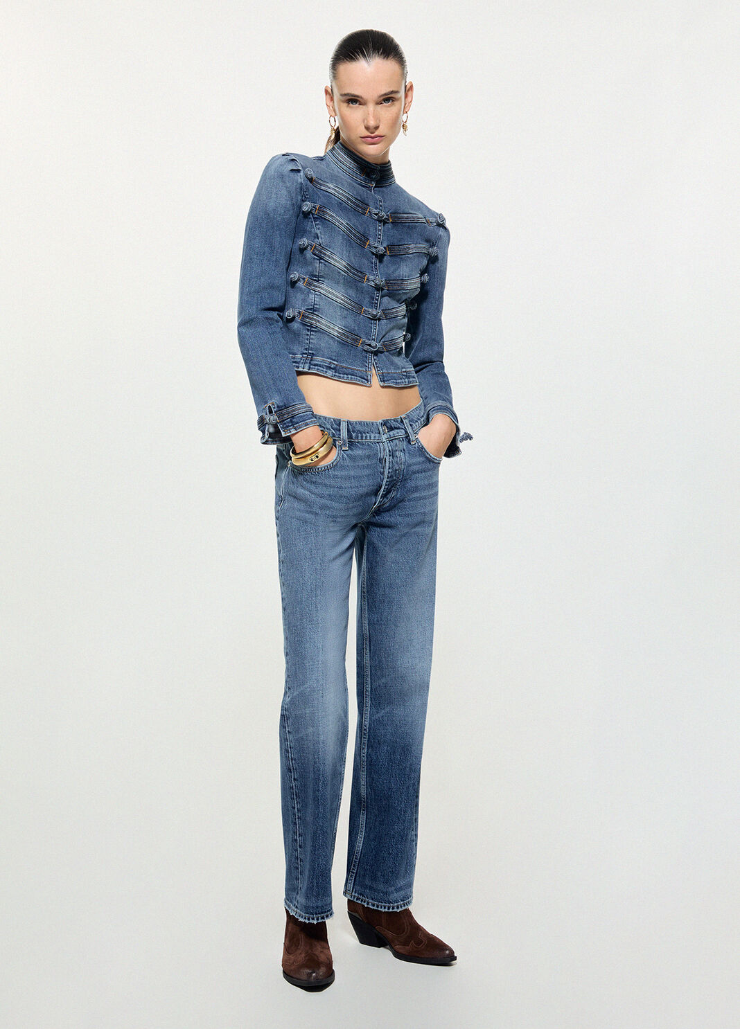 Jacke aus Denim mit alamari blauer Denim Liu Jo - large image number 5