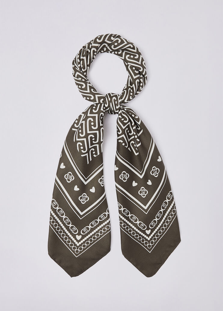 Scarf large with monogram logo khaki green Liu Jo - medium