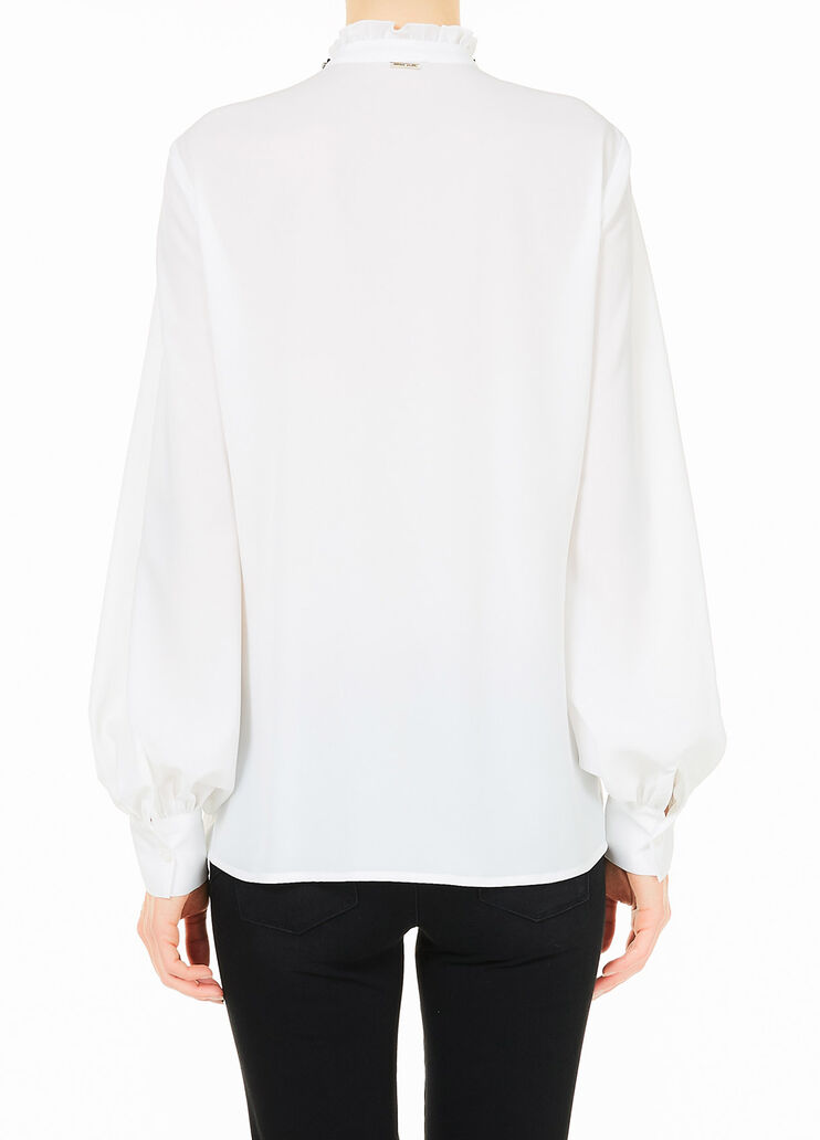 Shirt with jewel bow Wool White Liu Jo - large image number 1 Shirt with jewel bow Wool White Liu Jo - large image number 1