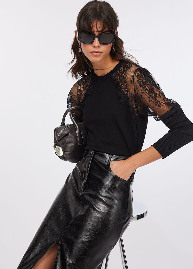Jumper with lace black Liu Jo - medium