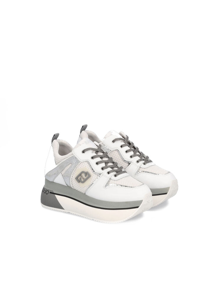 Crackle-effect super-platform sneakers white/silver Liu Jo - large image number 1 Crackle-effect super-platform sneakers white/silver Liu Jo - large image number 1