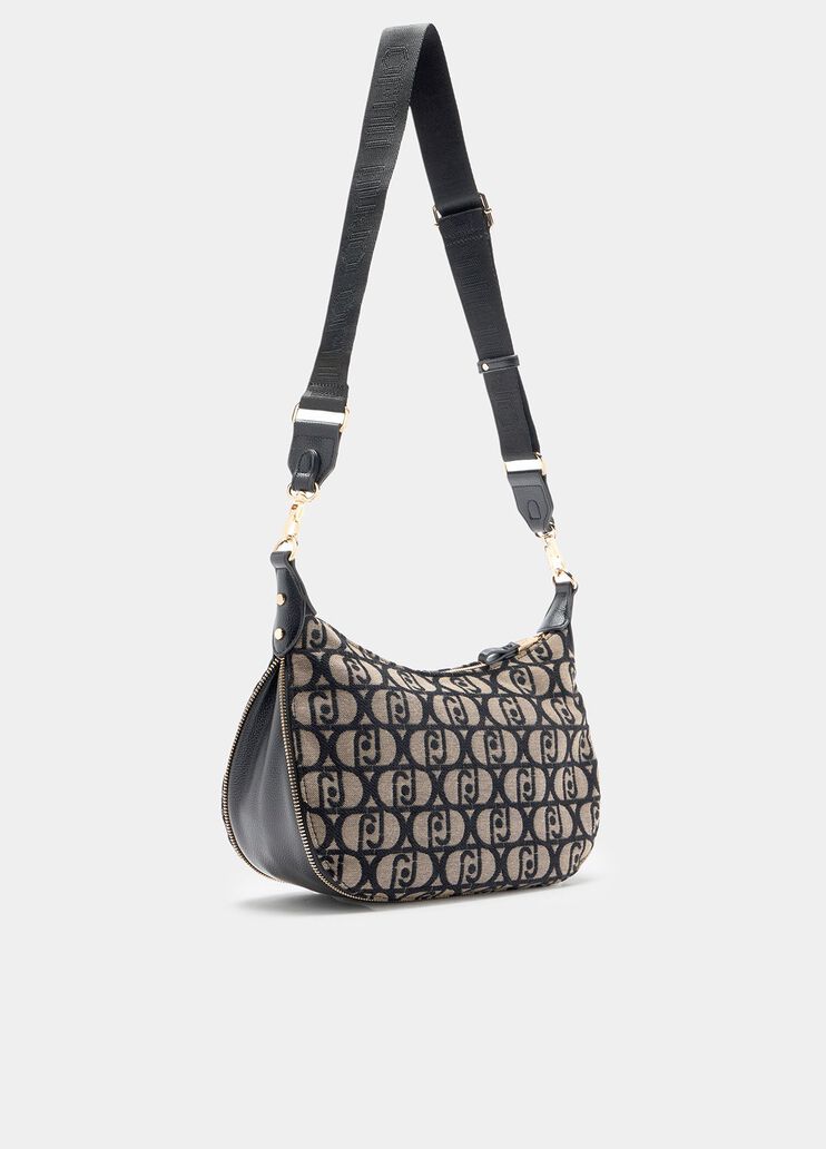Borsa a spalla media in tessuto jacquard tabacco Liu Jo - medium