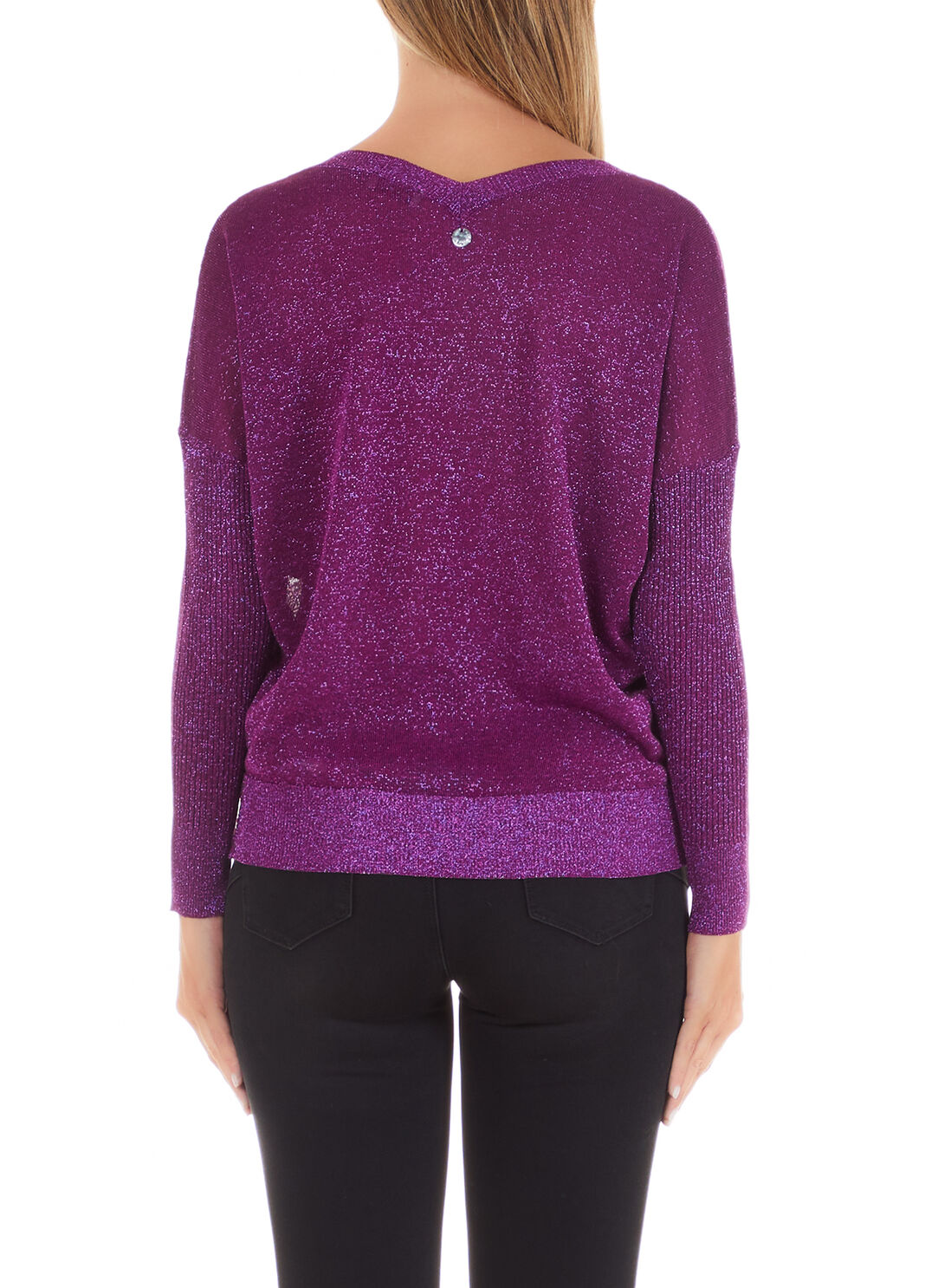 Maglia lurex&reg; con scollo a V viola Liu Jo - large image number 1