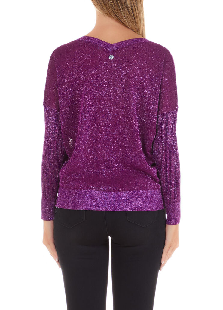Maglia lurex® con scollo a V viola Liu Jo - large image number 1 Maglia lurex® con scollo a V viola Liu Jo - large image number 1