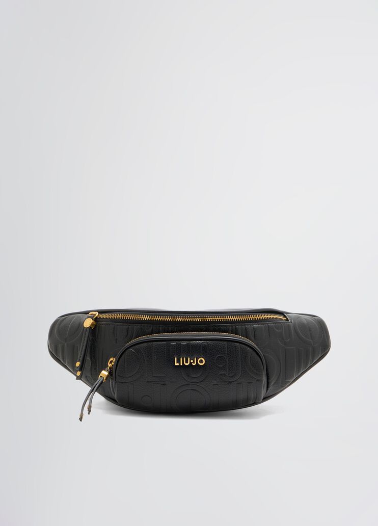Drummed pouch bag with logo black Liu Jo - medium