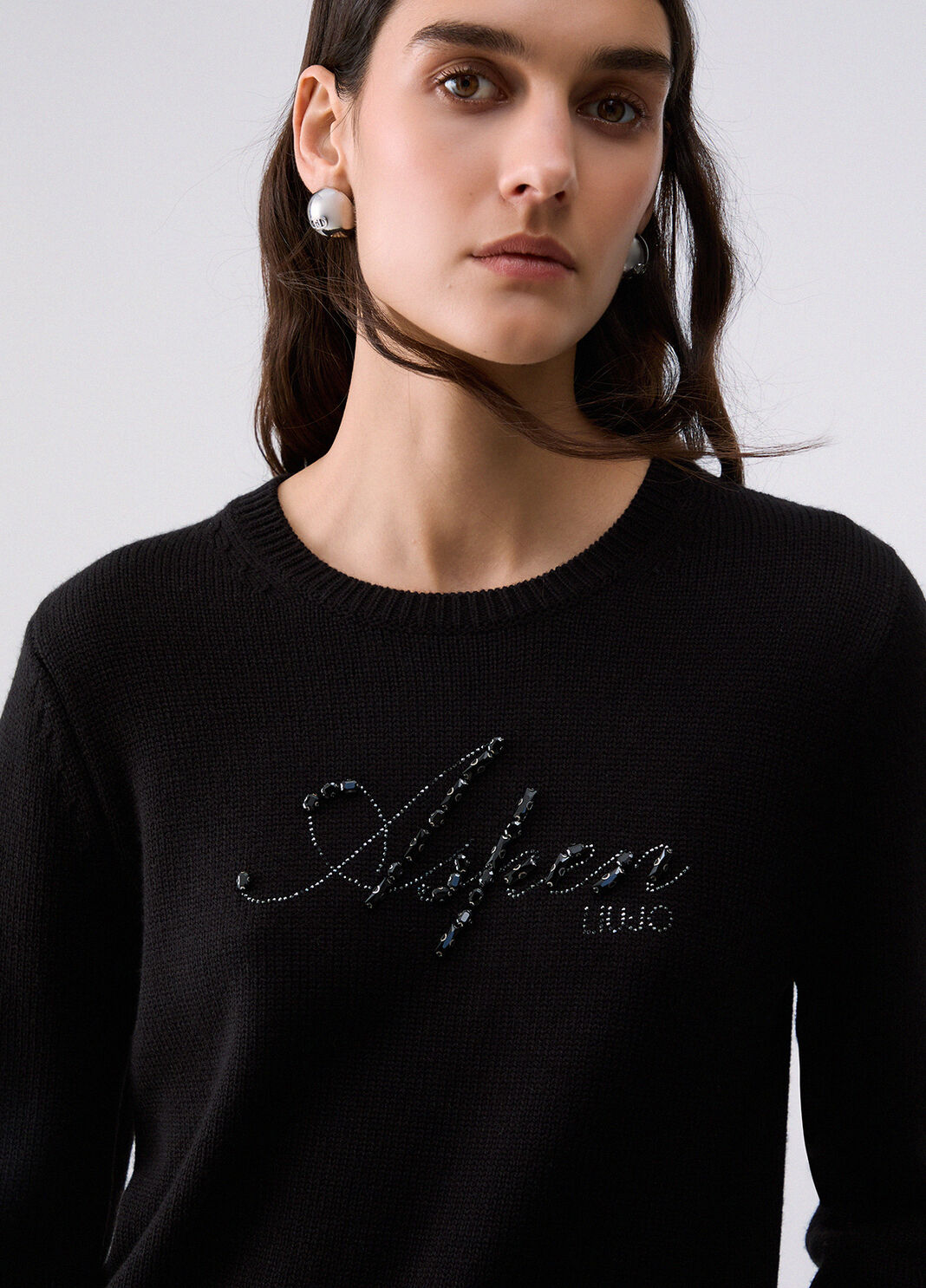 Sweater with Jewel Embroidery black Liu Jo - large image number 4