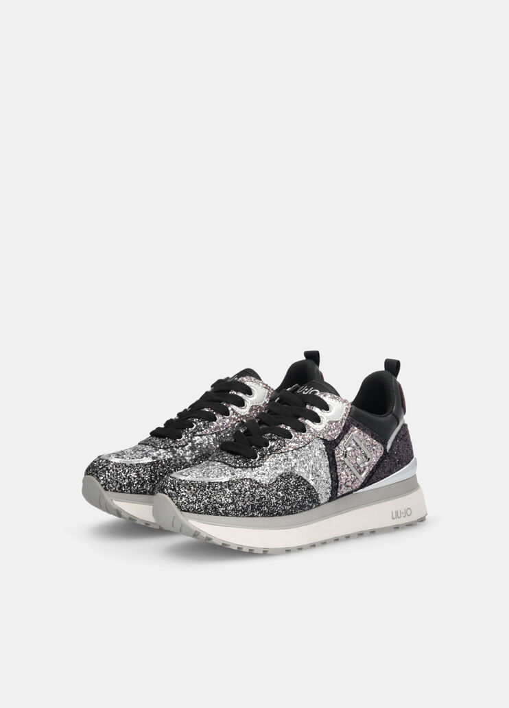 Platform sneakers with full glitter silver Liu Jo - large image number 1 Platform sneakers with full glitter silver Liu Jo - large image number 1