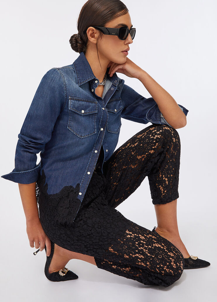 Lace trousers black denim Liu Jo - large image number 4 Lace trousers black denim Liu Jo - large image number 4