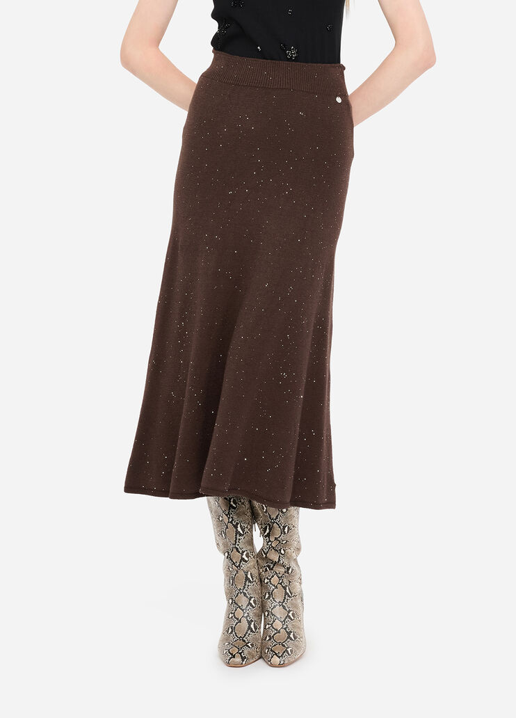 Midirock aus Strick mit Pailletten Schokolade Liu Jo - large image number 0