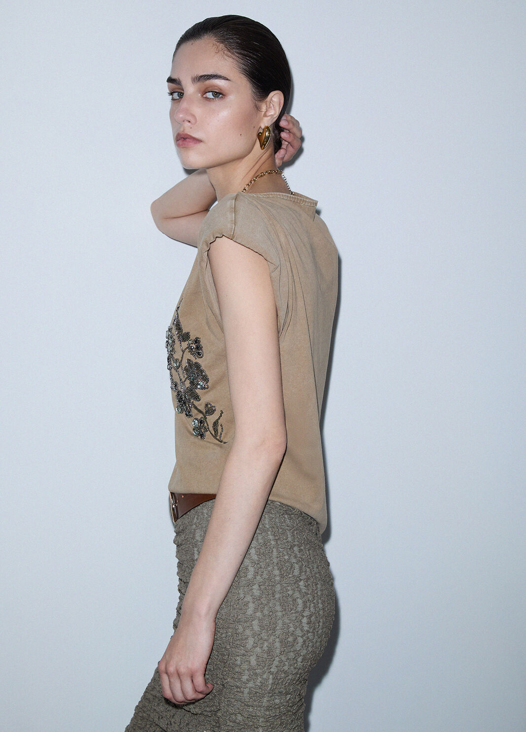 Top in jersey con ricamo beige Liu Jo - large image number 3