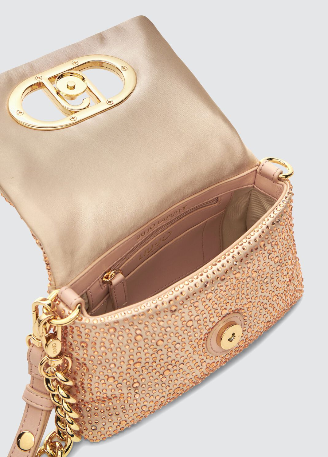 Borsa LaPuffy piccola con strass rosa cipria Liu Jo - large image number 10