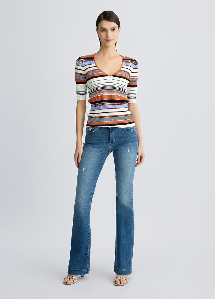 Blue bell-bottom jeans with rhinestones dark denim Liu Jo - medium Blue bell-bottom jeans with rhinestones dark denim Liu Jo - medium