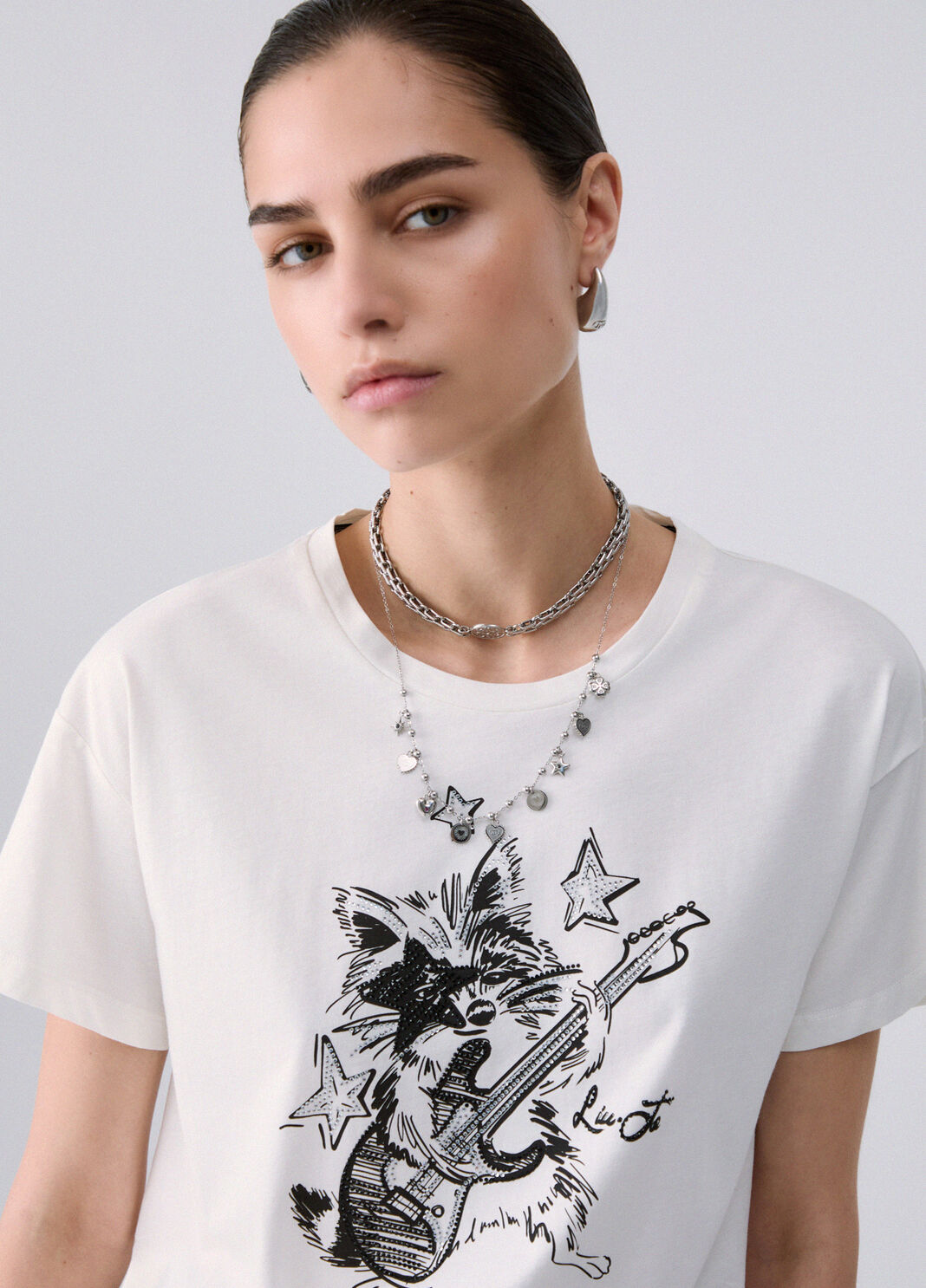 T-shirt Raton Laveur Rock blanc et raton laveur Liu Jo - large image number 4