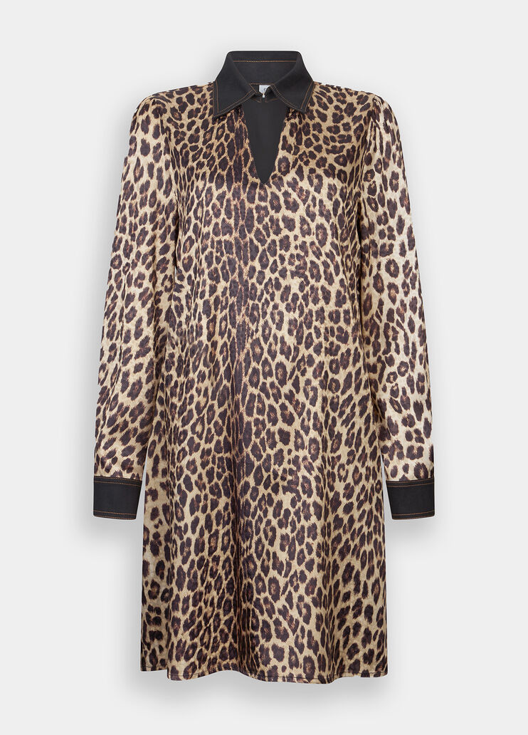 Короткое платье с анималистическим мотивом и декоративным вырезом анималистический Liu Jo - large image number 4 Короткое платье с анималистическим мотивом и декоративным вырезом анималистический Liu Jo - large image number 4