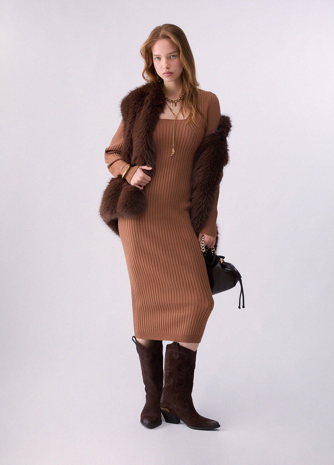 Robe en maille ballon beige Liu Jo - large image number 5