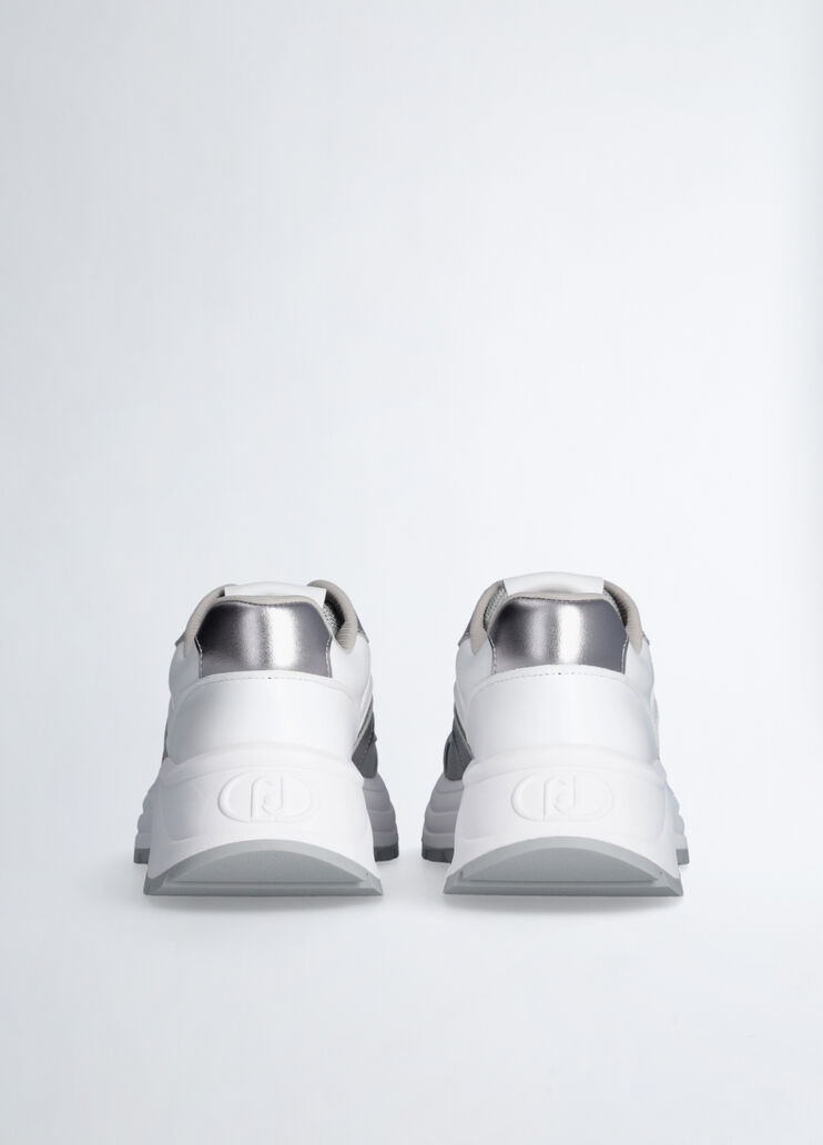 Leather and brighty mesh sneakers silver tone Liu Jo - large image number 6 Leather and brighty mesh sneakers silver tone Liu Jo - large image number 6