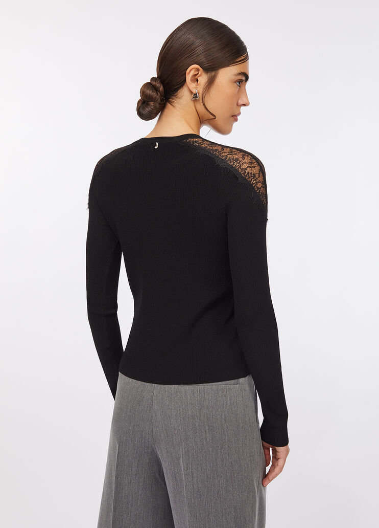 Jumper with lace black Liu Jo - large image number 1